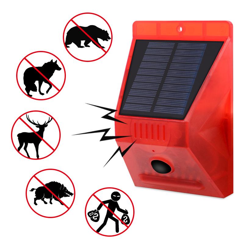 Solar-Powered Wireless Motion Sensor Alarm with Sound and Light for Anti-Theft and Animal Repellent