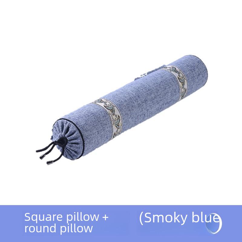 Цилиндрическая подушка для шеи из бамбукового угля с льном и моксой для поддержки шеи