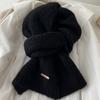 New Korean Versatile Knitted Scarf for Women Girls Winter Thicken Warm Color Scarf Simple Soft Warm Lazy Style Elegant Scarf