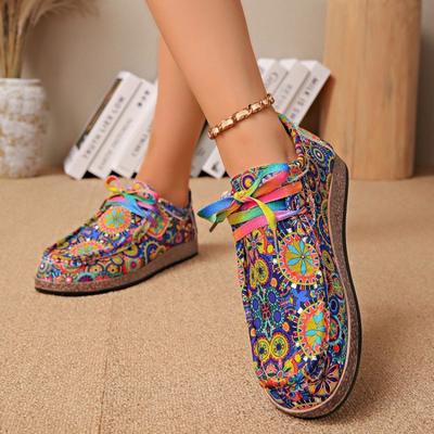 Богемные повседневные туфли большого размера женские осенние новые модные туфли на шнуровке