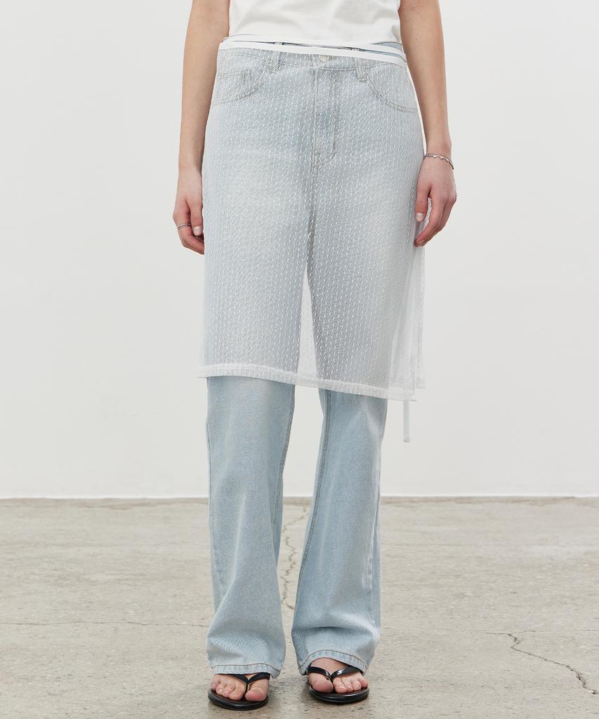 Itove Seoul See-Through Layered Wrap Skirt Wh