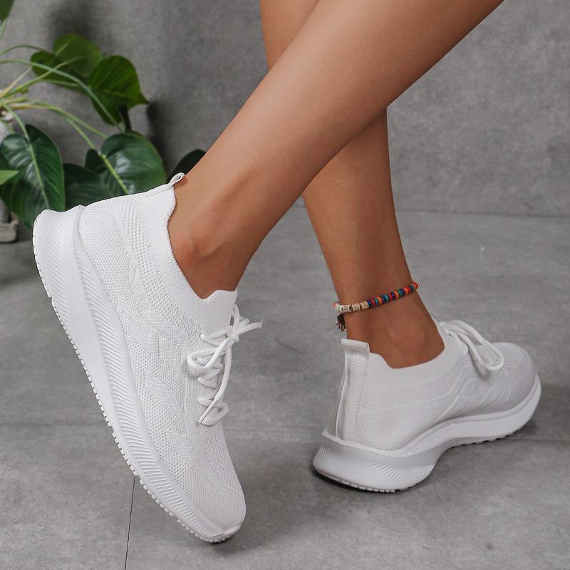 Женская обувь 2024 года, фирменная сетчатая женская вулканизированная обувь, дышащие женские кроссовки, однотонные, на шнуровке, на низком каблуке, женская повседневная спортивная обувь