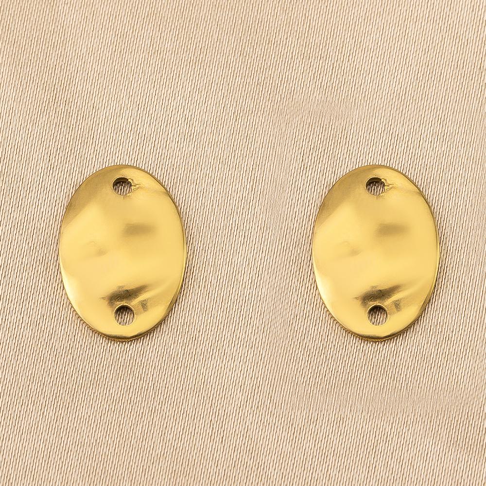 10pcs Stainless Steel 18K Plated Oval Star Heart Charms Double Hole Pendants for DIY Necklace Bracelet Jewelry Making Supplies