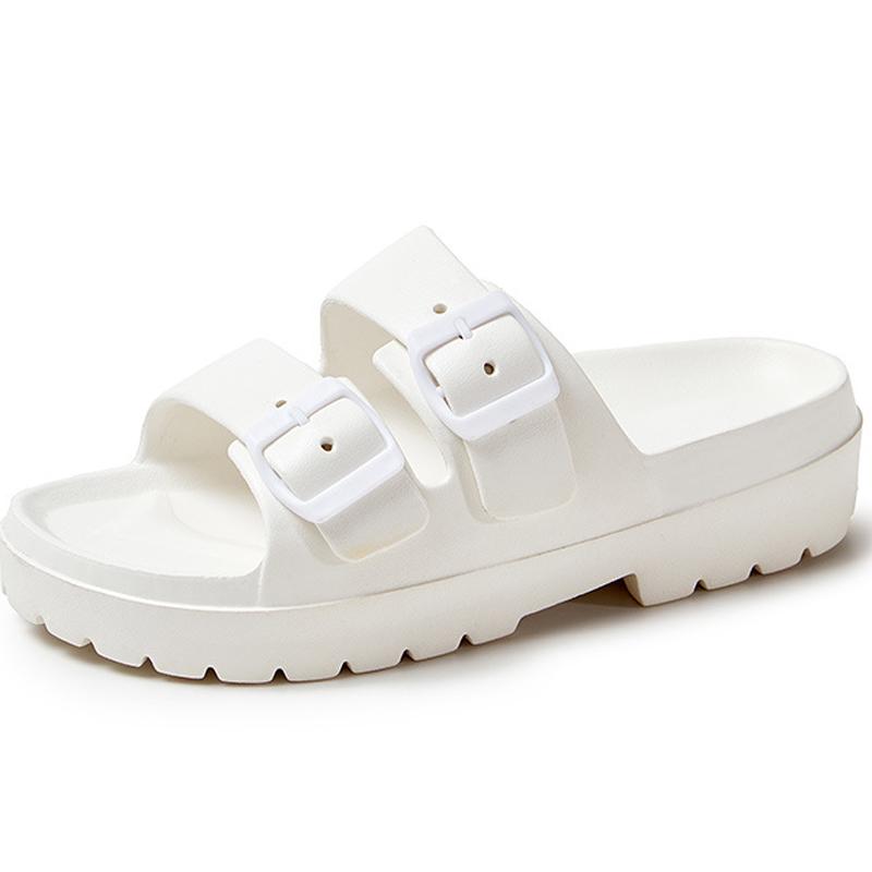 Модные женские сандалии на платформе Shevalues 2025 Лето Новинка Уличные Нескользящие Пляжные Шлепанцы с Двойной Пряжкой Женские Модные EVA Слайды