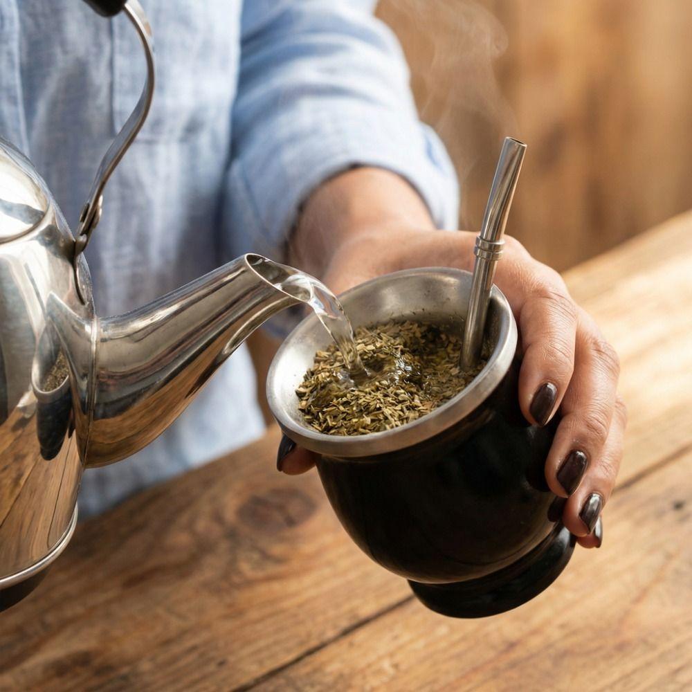 Double Wall Tea Cup Set Stainless Steel Straw Cup Practical Insulated Cup Tea Drinking