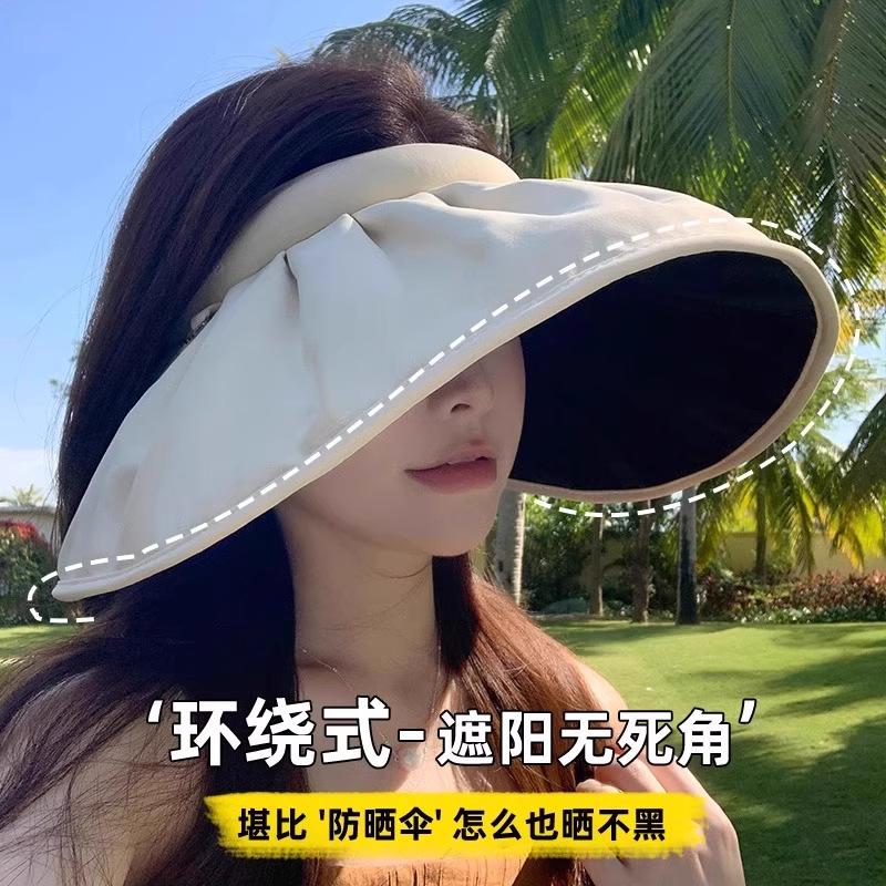 Новая летняя шляпа для защиты от солнца для женщин, повседневная шляпа-повязка с широкими полями, защита от УФ, открытый верх в форме ракушки