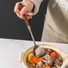 Stainless Steel Soup Spoon Long Wooden Handle Colander New Skimmer