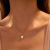 GEMCHIC Women's Oval Geometric White Shell Stainless Steel Necklace Fashion Pendant Chain