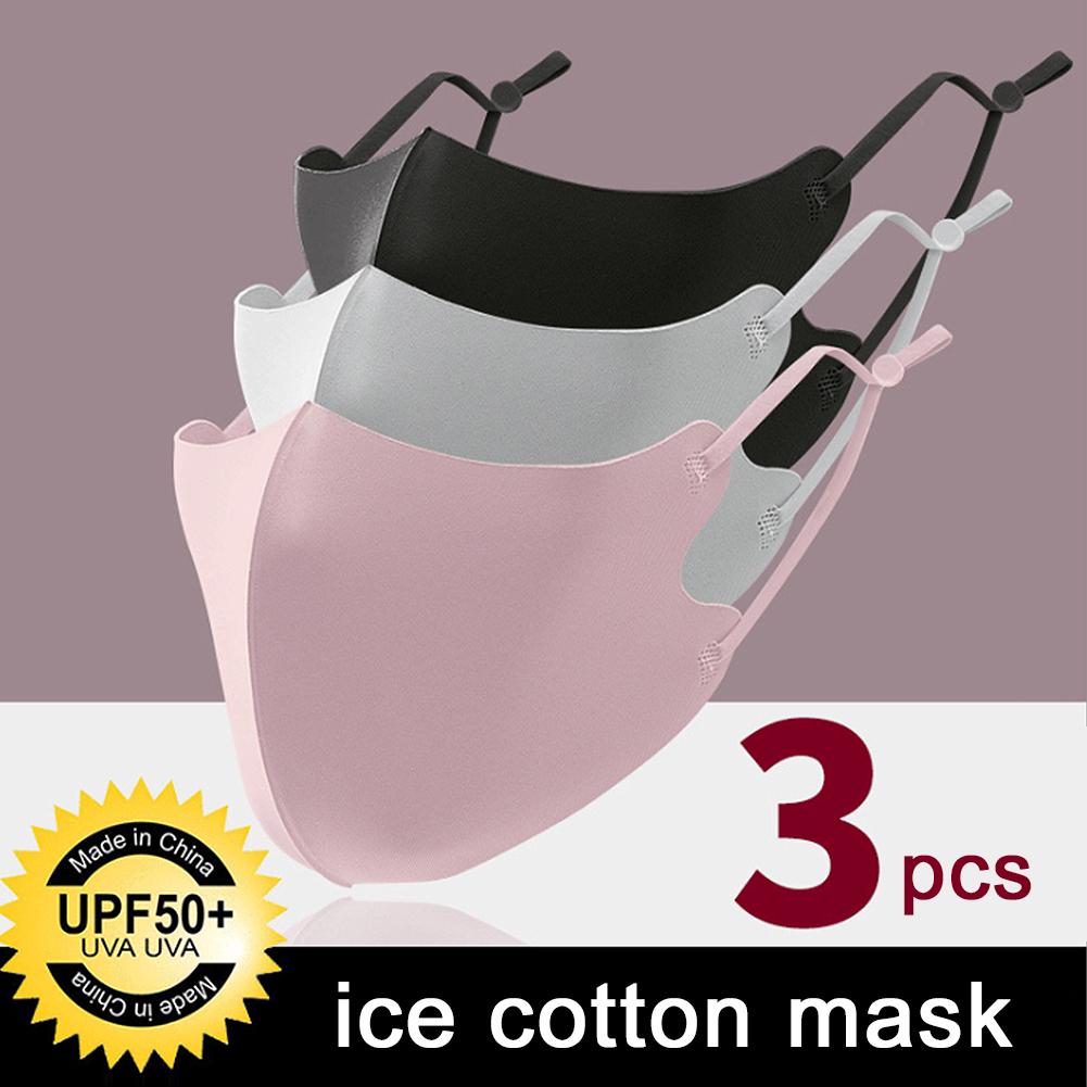 3 PCS Ice Silk Masks Washable Anti Dust Filter Mouth Face Mask for Adults