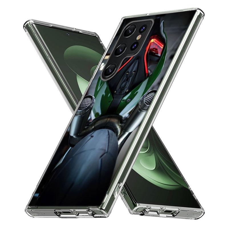 Motorcycle Rear Wheel Exhaust Capa Phone Case For Samsung S26 Ultra S25 Edge Galaxy S23 S21 S20 S24 FE S22 S10 Plus Cover Clear