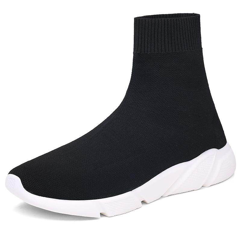 Classic Black Running Shoes Men Fashion High Top Socks Trainers Women Lightweight Slip-on Casual Sneakers Unisex Tenis Hombres