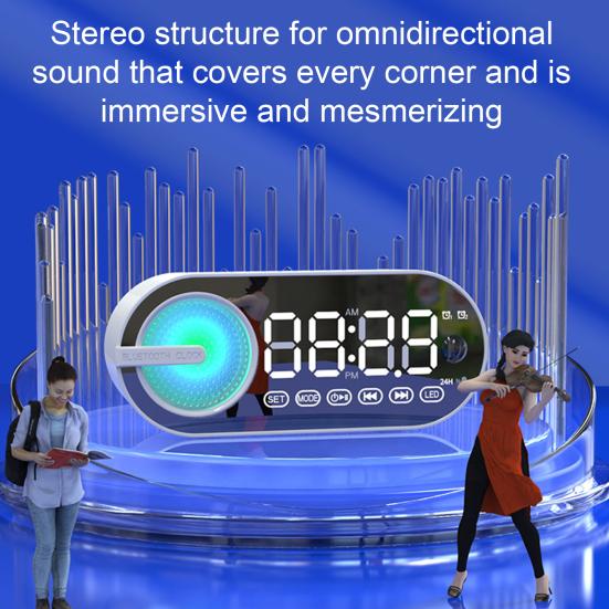 Портативная беспроводная колонка зеркальные часы с эффектом погружения, ослепительным стереозвуком, усиленными басами, совместимая с Bluetooth