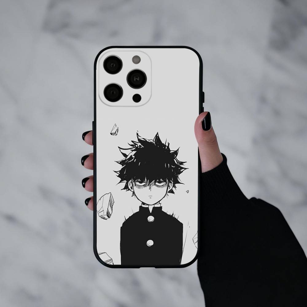 Чехол для телефона с изображением аниме m-Mob p-Psycho-o 100 Для iPhone 17pro,16,15,14,13,12,11 Plus,Pro Max,XS, Мягкий силиконовый черный чехол