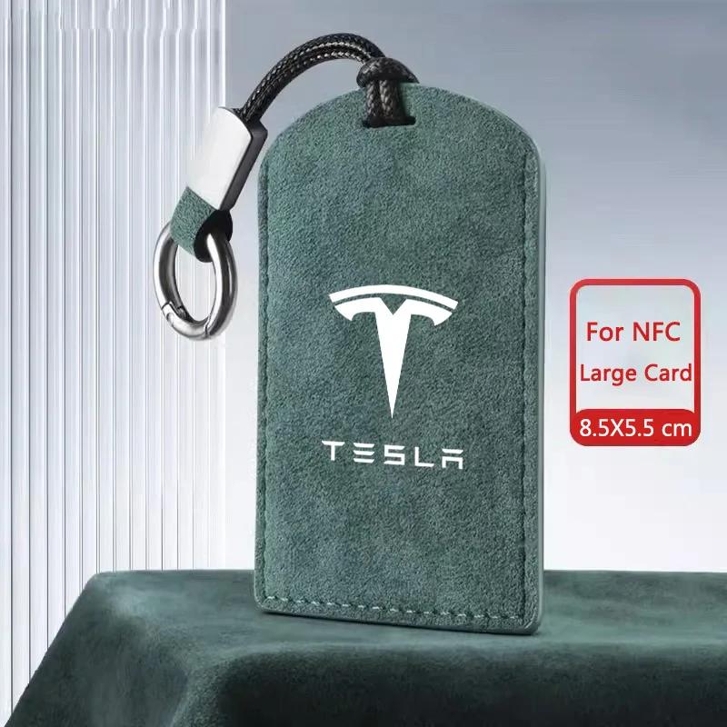 Car Sticker 2025 Hot Suede Car NFC Card Key Case Cover Key Shell Holder Protector Bag For Tesla Model 3 Model Y 2020 Keychain Ca