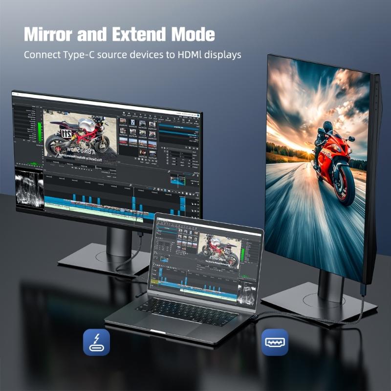 Кабель 4K HDTV Тип C USB-C к HDTV Для потоковой передачи высокой четкости и презентаций Широкая совместимость