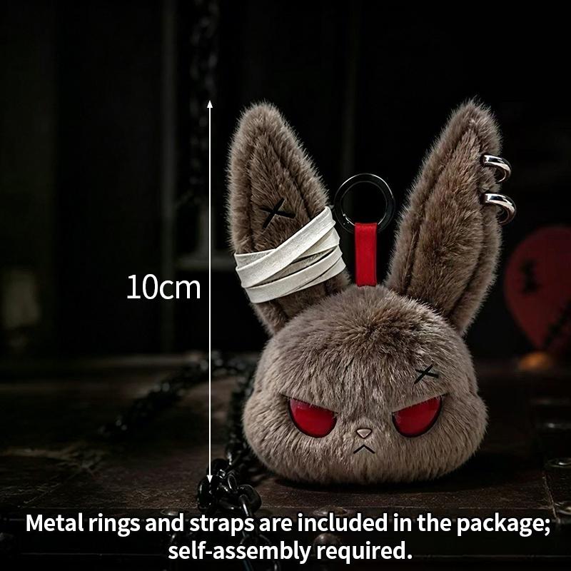 Dark Rabbit Keychain Gothic Style Bunny Keyring Backpack Pendant Charms Cartoon Hanging Keyring Birthday Party Gift