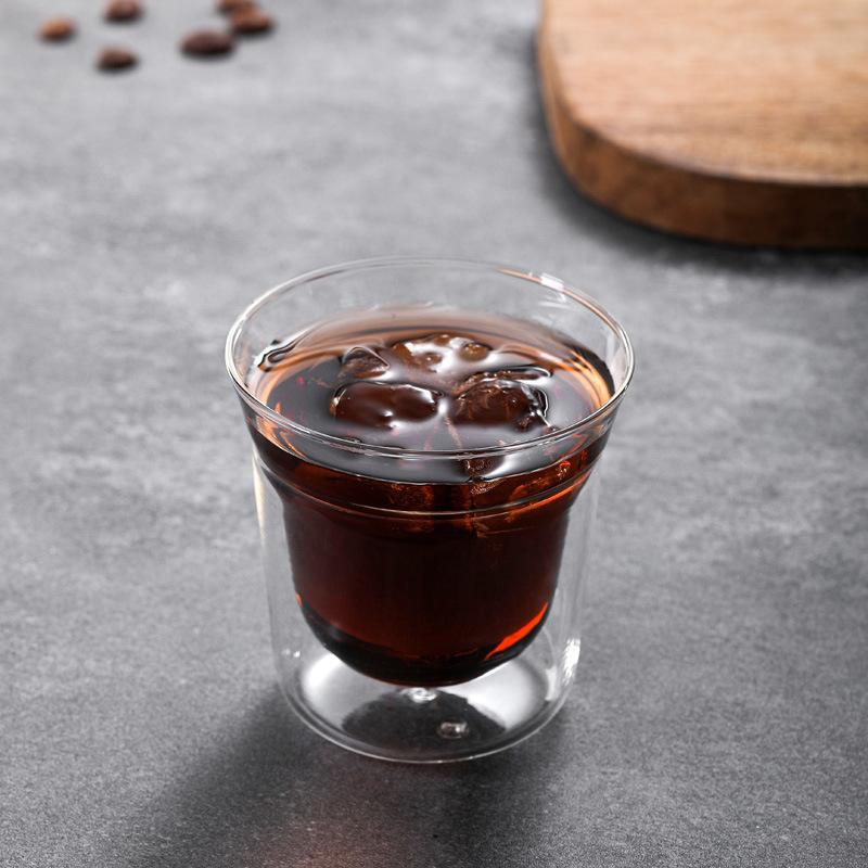 2pcs Double-layer Glass Cup Set Espresso Coffee Cup Anti-scalding Brandy Wine Shot Glass Teacup Clear Mug 120/180/280ml