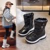 Мода 2024 Новые Зимние Ботинки-Платформа Детские Снежные Ботинки для Мальчиков Девочек Модные Водонепроницаемые Теплые Ботинки Детские Толстые Средние Нескользящие Хлопковые Ботинки