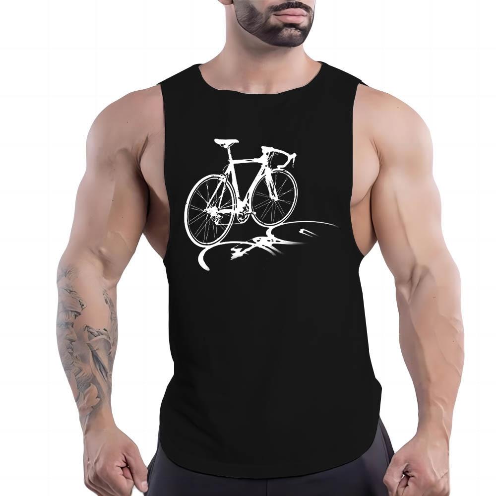 Summer Adult Men'S Casual Sports Crew-Neck Vest Creative Bike 2d Print Trend Comfortable Simple Breathable Sleeveless T-Shirt