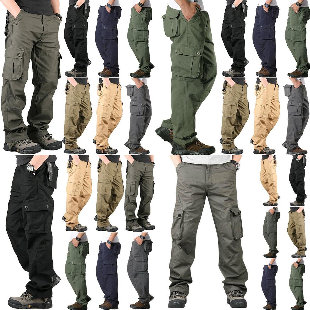 Comfortable Men's Cargo Pocket Work Pants For Casual Hiking And Outdoor Activities