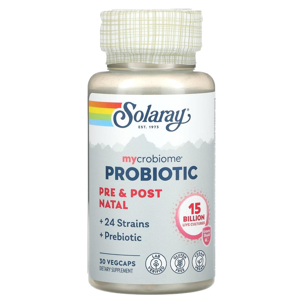 SOLARAY Микробиом Пробиотик, пренатальный/постнатальный, 15 миллиардов, 30 вегетарианских капсул