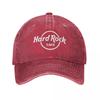 Hard Rock Logo Cafes Baseball Cap Vintage Distressed Denim Washed Restaurant Bar Cap Men Women Outdoor All Hat