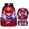 New Super Mario Trend Backpack Retro Mario Schoolbag 3-Piece Set with Pencil Case