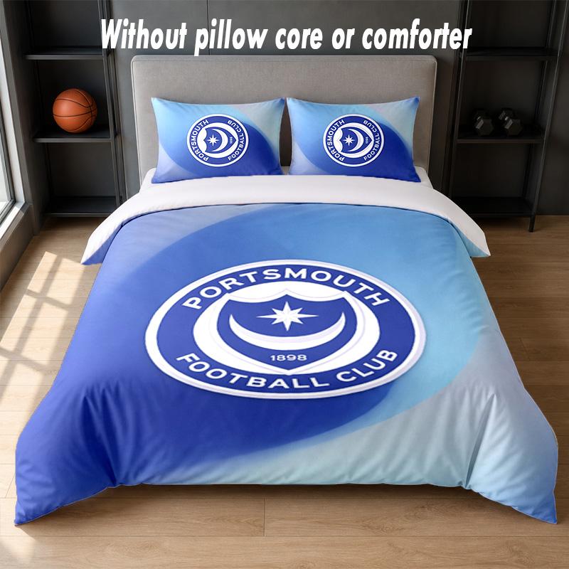 Дизайн Portsmouth FC Комплект постельного белья 1 пододеяльник + 2 наволочки Мягкое дышащее домашнее постельное белье