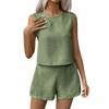 Women's Fashion Solid Color Sleeveless Vest Shorts Casual Two Piece Set