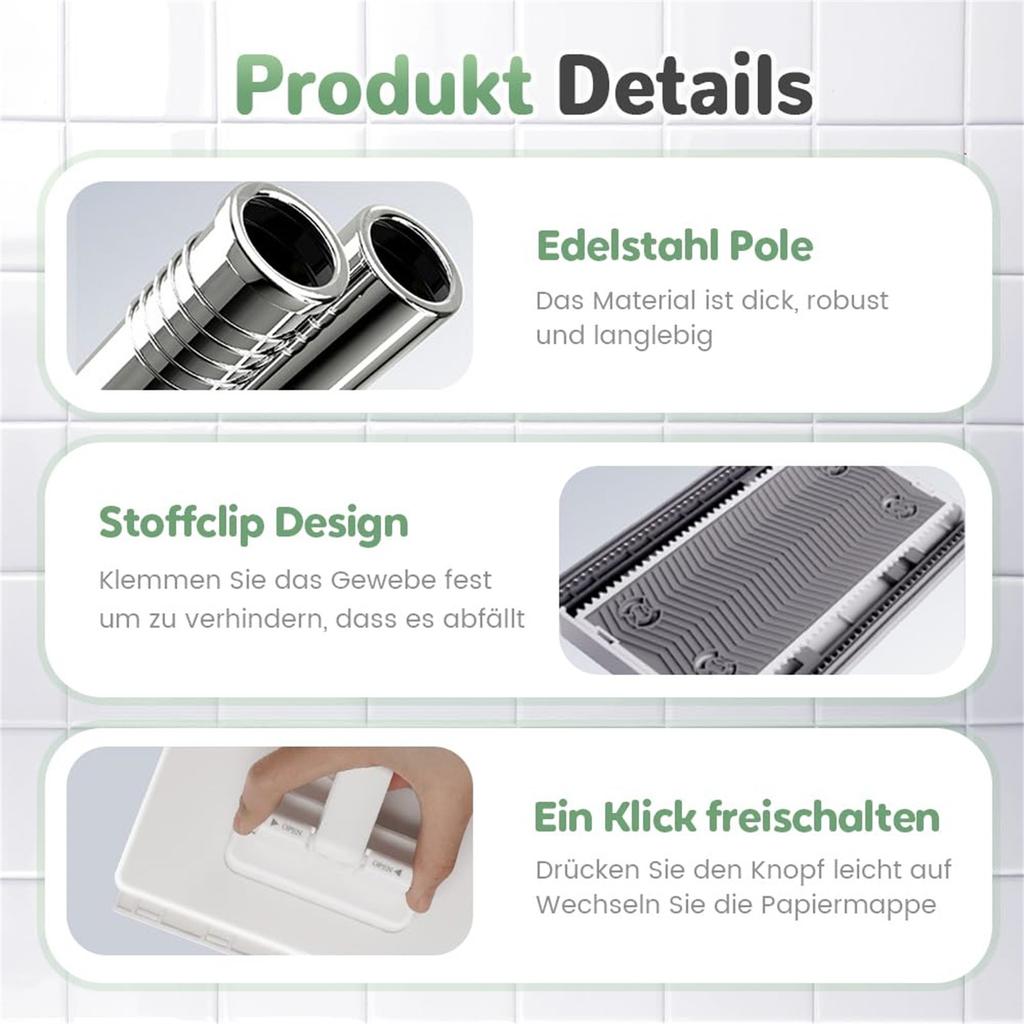 Mop With Pressure Clamping System, No Hand Washing, One Button For Changing, Automatic Clamping Cloth