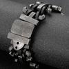 Мужской кожаный браслет Готический 30 мм шириной Цепочный браслет с пряжкой ремня Хип-хоп Браслет из нержавеющей стали Регулируемый браслет-манжета