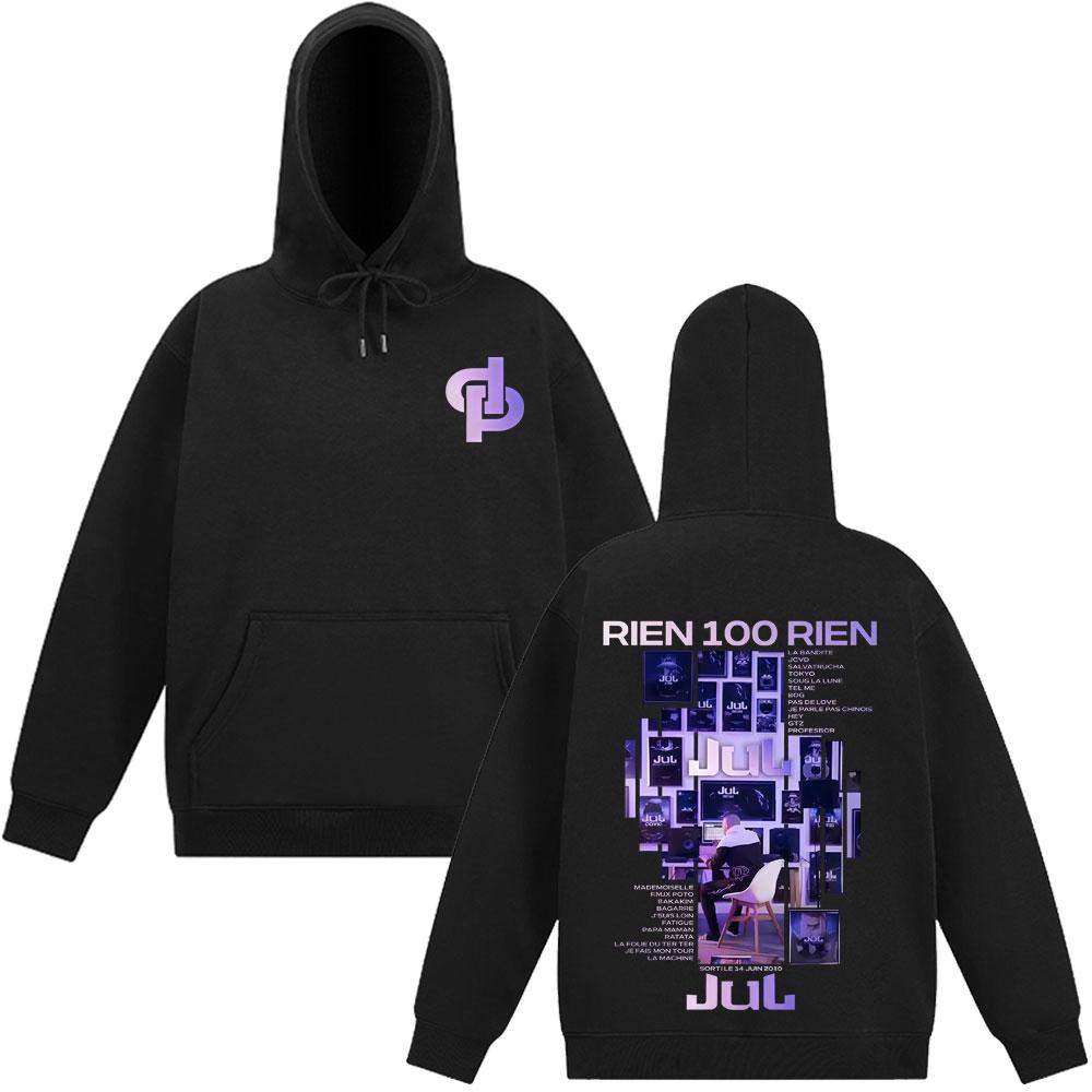 Rapper Jul Rien 100 Rien Album Tour 2025 Graphic Gothic Punk Hoodie Men's Women Fashion Pullover Hip Hop Winter Loose.tracksuit
