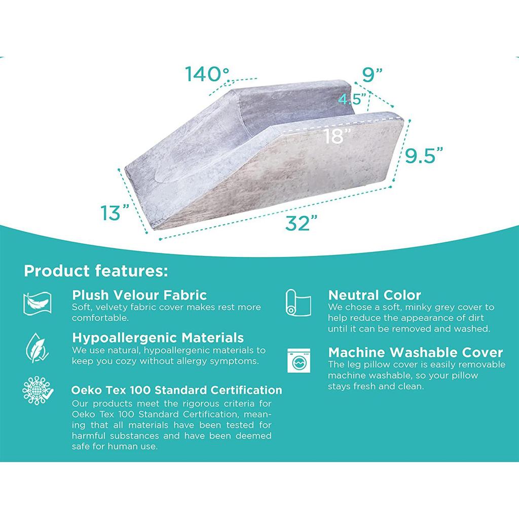 Подушка для поддержки ног и подъема с U-образной канавкой и вставкой Etra для отдыха после операции, моющийся бархатный чехол с двумя ручками