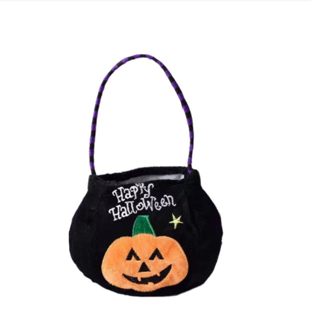 Happy Elf Black Cat Gift Bag Pumpkin Handbag Halloween Candy Bag Trick Or Treat