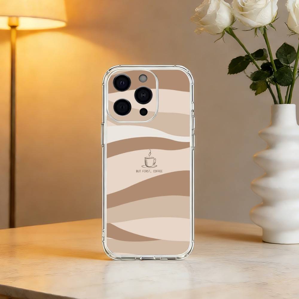 Чехол для телефона C-Coffee L-Latte Art для iPhone 17 16 15 14 13 12 11 Mini Pro Max Plus Прозрачная крышка