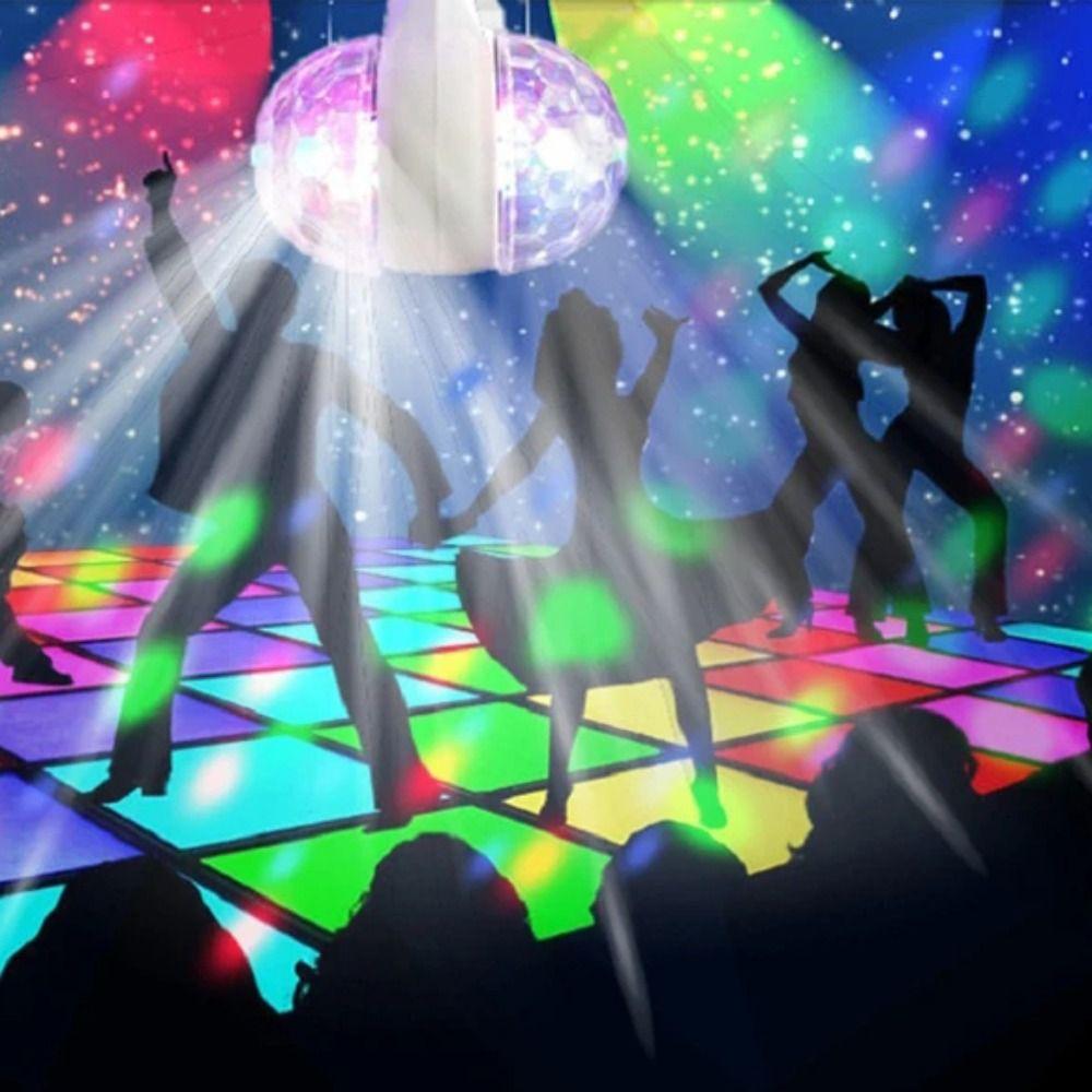 Auto Rotating Crystal Strobe RGB Lamp Dual Head DJ Stage Lamp Bulb Disco Lights  Birthday