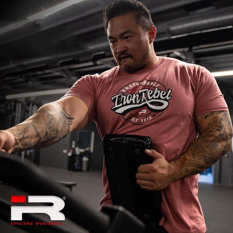 IR Series Hard Core Short Sleeve Tshirt Sport Print Round Neck Simple Sweat Absorbent Fitness Mens Clothing Training Loose