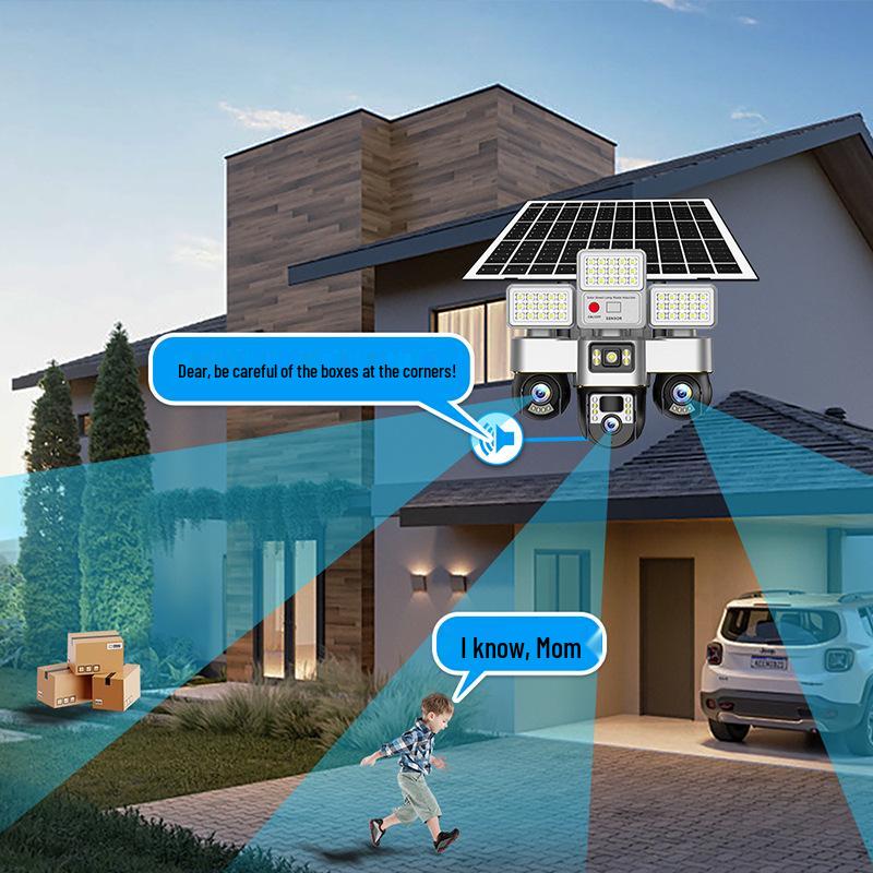 P30 V380 Solar 4G Wireless Camera: Three-Lens, Three-Screen, Low Power Consumption Yard Monitor.
