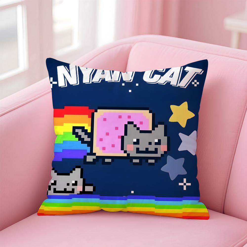 Наволочка для подушки Nyan Cat, для дома и автомобиля, многоцелевая, двусторонняя, мягкая и прочная, для повседневного использования