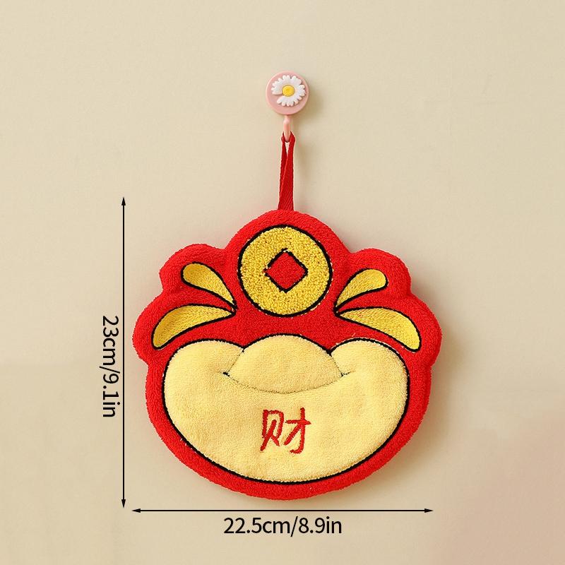 Spring Festival Hanging Towels Chinese New Year Hanging Towel Super Absorpted Wipe Cloth Kitchen Cleaning Towels