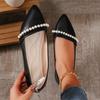 French Pointed Toe Shallow Mouth Single Shoes Women 2025 Pearl Temperament Versatile Work Shoes Flat Comfort Zapatos De Mujer