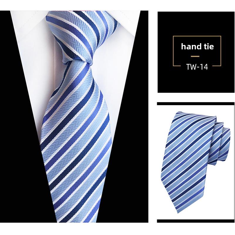 Мужская темно-синяя полосатая рубашка в деловом стиле с галстуком ручной работы для деловых встреч или собеседований