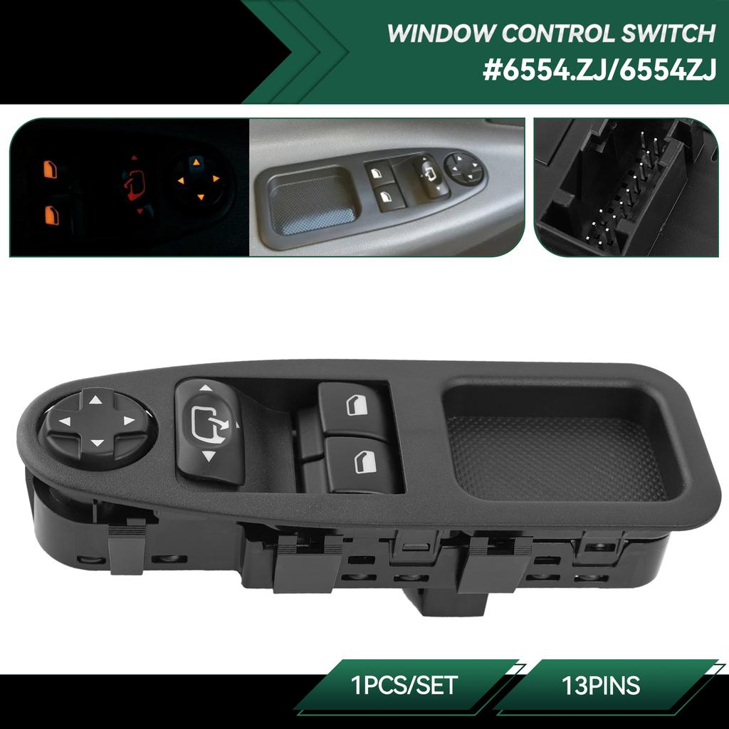 6554ZJ 13Pins Electric Power Window Switch Control Button 6554.ZJ For Fiat Scudo Citroen Dispatch Jumpy Peugeot Expert 2007-2016