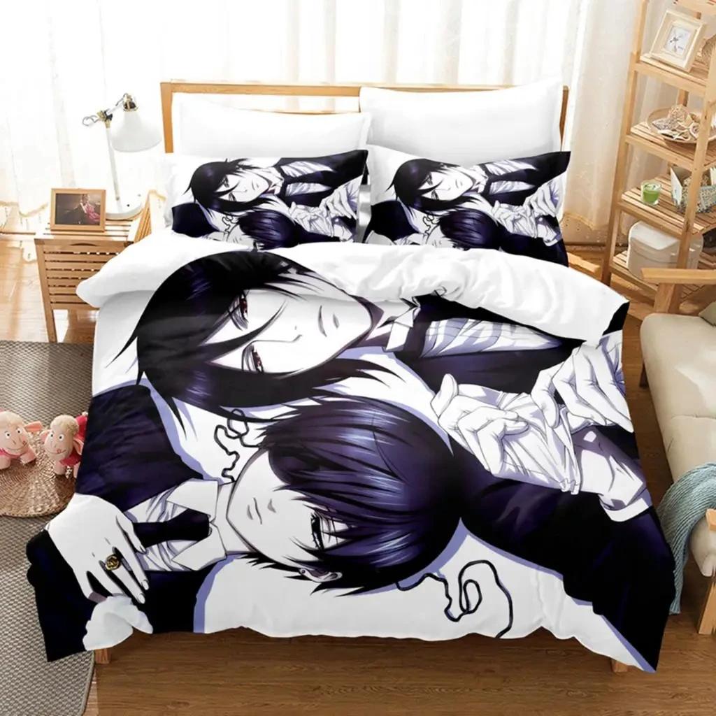 Комплект постельного белья «Темный дворецкий» из аниме «Себастьян Сиэль», пододеяльник, наволочка, размер «King Queen Twin» для мальчиков и девочек, для взрослых