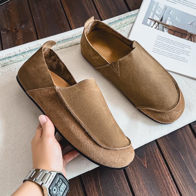 Туфли на плоской подошве однотонные кожаные туфли business casual кожаные туфли повседневные легкие ретро ленивые туфли