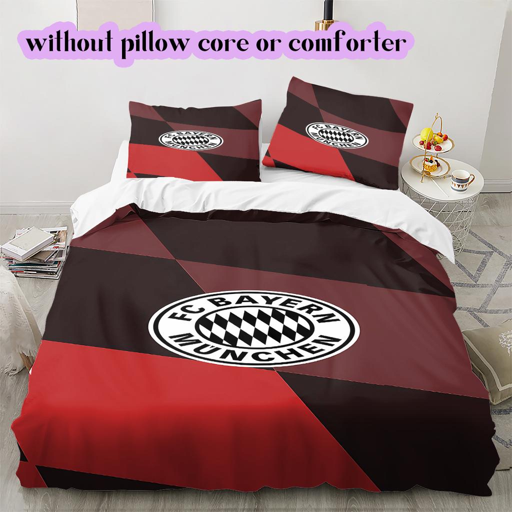 FC Bayern Munich Pattern Bedding Quilt Set Quilt Cover Pillowcase Home Decoration Birthday Gift (1 * duvet cover + 2 * pillowcase, without core)