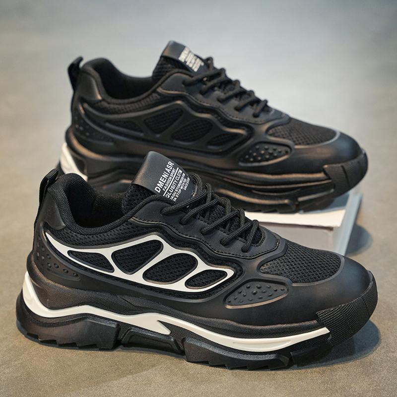 Обувь Мужская обувь Осенние дышащие сетчатые кроссовки для бега Подростковые кроссовки Heights Tide Brand Versatile Black Daddy Shoes Мужская