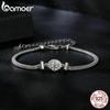 Bamoer 925 Sterling Silver Chic Moissanite Bracelet Retro Braided Silver Lab Diamond Chain Link Women Valentine's Day Jewelry