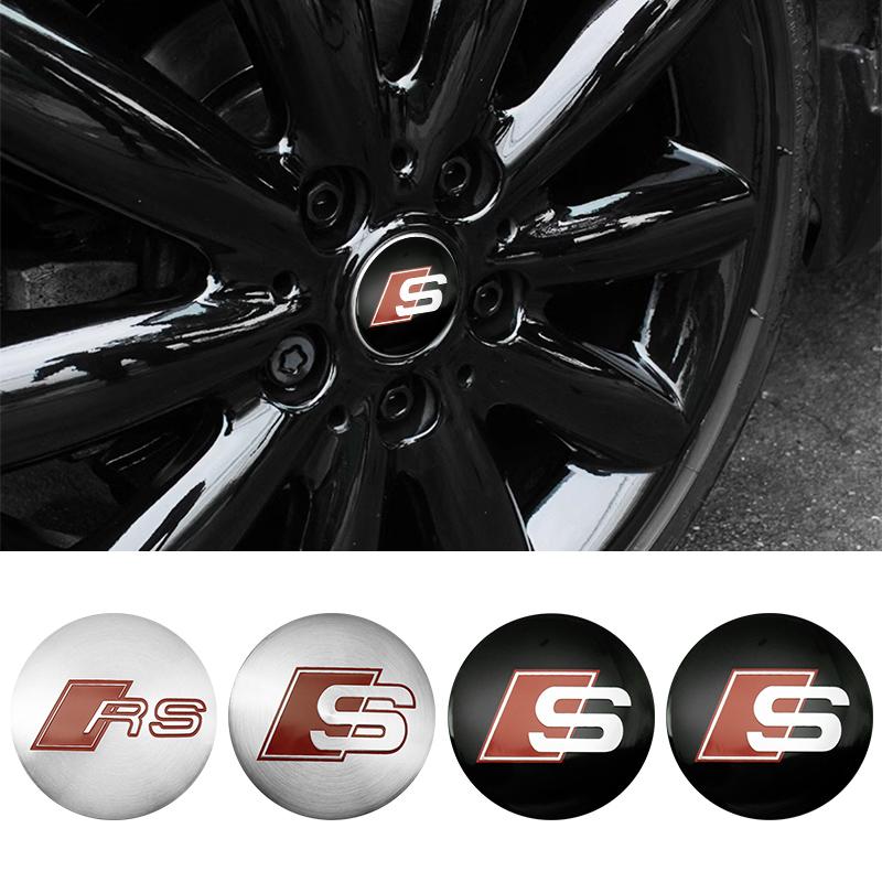 For Audi A5 4Pcs 56mm Car Wheel Hub Cap Center Sticker Emblem Badge Decal Accessories For Audi A1 A3 A4 A5 A6 A7 Q3 Q5 Q7 RS3 RS4 RS5 S3 S4