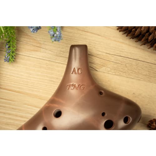 TNG Ocarina, Brown, 12-Hole, AC Single, with Case, Premium Quality, for Wind Instruments, Purple Sand